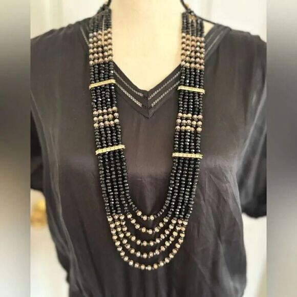 PAKISTANI INDIAN GORGEOUS‎ SPARKLY BRIDAL FORMAL LONG LAYERED NECKLACE MALA - Picture 7 of 9